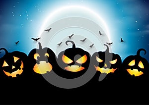 Halloween pumpkins background paper art style