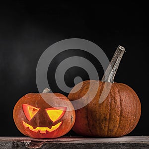 Halloween pumpkins on black