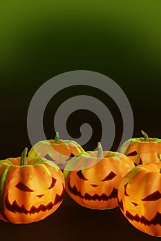 Halloween pumpkins on black background