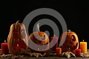 Halloween pumpkins with candles