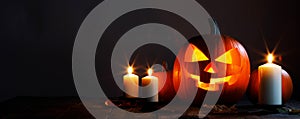 Halloween pumpkins and candles