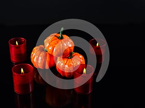 Halloween pumpkins and candles