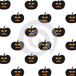 Halloween pumpkins faces lanterns pattern