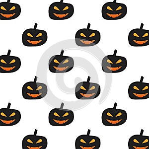 Halloween pumpkins faces lanterns pattern