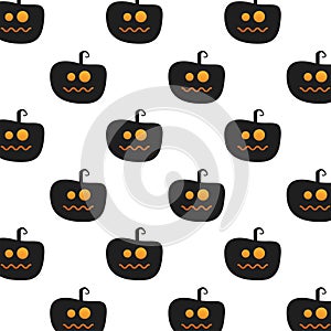 Halloween pumpkins faces lanterns pattern