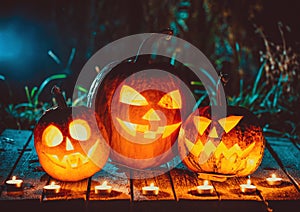 Halloween pumpkins head jack lantern