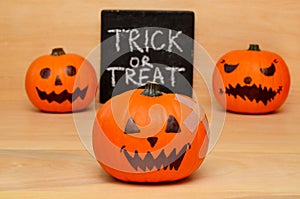 Halloween pumpkins and lettering trick or treat