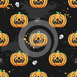 Halloween pumpkins seamless background