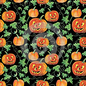 Halloween pumpkins seamless background