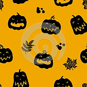 Halloween pumpkins seamless background vector