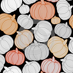 Halloween pumpkins seamless vector pattern.October wallpaper