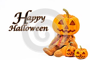 Halloween Pumpkins on white background with message 'Happy Halloween'