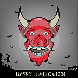 Halloween red smile evil head