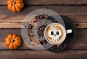Halloween\'s Best Brew: Coffee and Milk Illustration