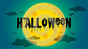 Halloween`s day background - Halloween and bats front the moon