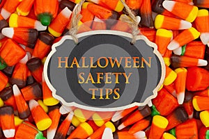 Halloween Safety Tips Message with candy corn