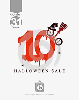 Halloween Sale 10 discounts. Red blood drawn figures 10%.