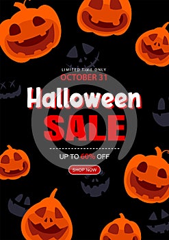 Halloween sale banner background template. Halloween illustration for poster, flyer, sale, and all design