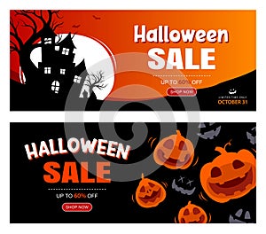 Halloween sale banner background template. Halloween illustration for poster, flyer, sale, and all design