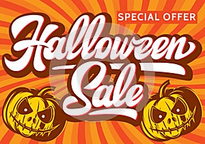 Halloween sale banners background.Vector illustration .calligraphy of halloween