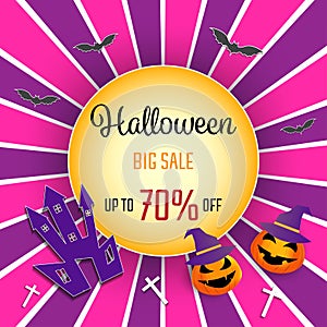 Halloween sale banners or party invitation background.