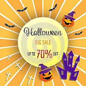 Halloween sale banners or party invitation background.