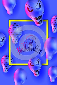 Halloween Sale concept with Halloween Ghost Balloons.Scary air balloons and `SALE` Text.