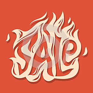 Halloween sale fiery typography design for banner advertising