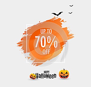 Halloween Sale off sign over art brush acrylic stroke.