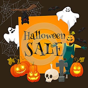 Halloween sale offer design template.