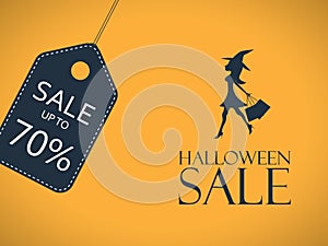 Halloween sale poster. Discount sticker with