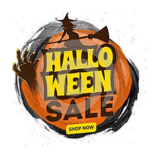 Halloween Sale poster or template design.