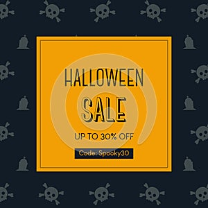 Halloween Sale Promotion Banner on orange back ground vector illustration.