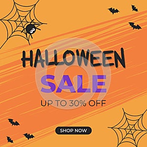 Halloween Sale Promotion Banner vector illustration.