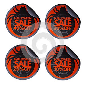 Halloween sale sticker with spider 10,20,30,40