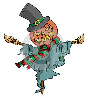 Halloween Scarecrow Color Illustration Design