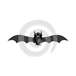 Halloween scary bat design vector illustration. Black bat design with yellow and wood color shade. Halloween party elements design