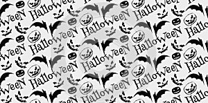 Halloween scary faces seamless background