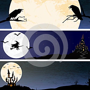 Halloween scary moon banner backgrounds