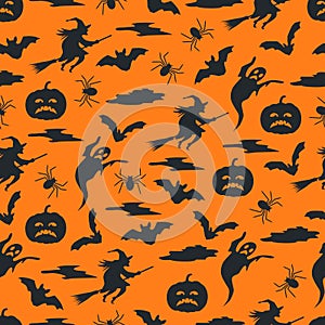 Halloween scary night seamless vector background