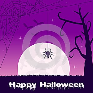 Halloween with Scary Spider Web and Bats