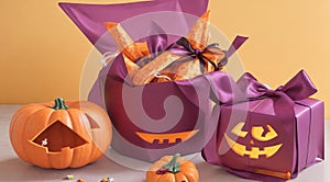 halloween scene, halloween background with pumpkin, scarry pumpkin