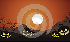 Halloween Scenery Pumpkins silhouettte photo