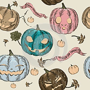 Halloween seamless background with pumpkin.