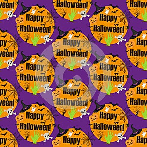 Halloween seamless pattern. Infinite background, repeating texture. Vector illustration.