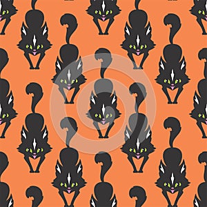 Halloween seamless patterns with black cats