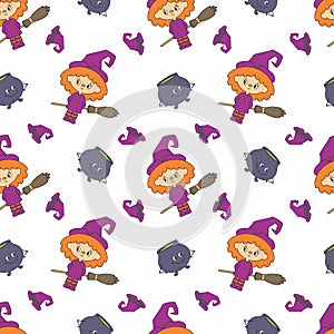 Halloween seamless patterns with cute characters