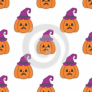 Halloween seamless patterns with cute characters