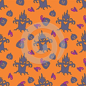 Halloween seamless patterns with cute characters