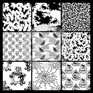 Halloween seamless patterns set